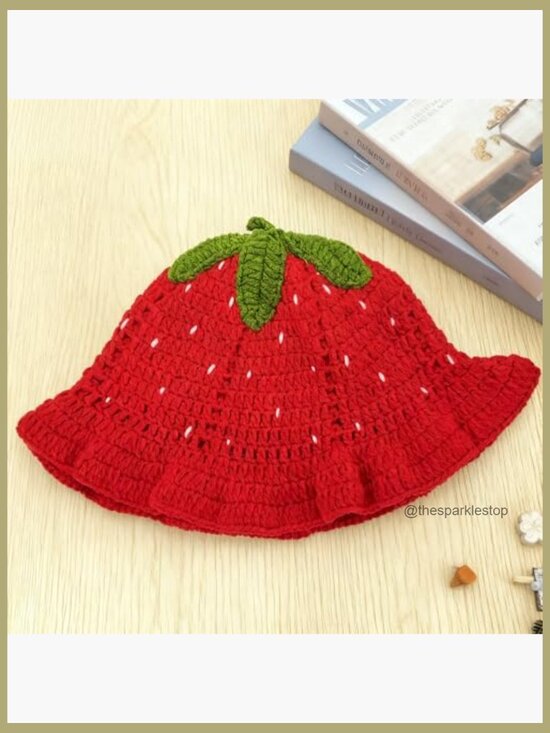 Crochet Bucket Hat with Ruffles Brim Handmade Acrylic Yarn main image 4